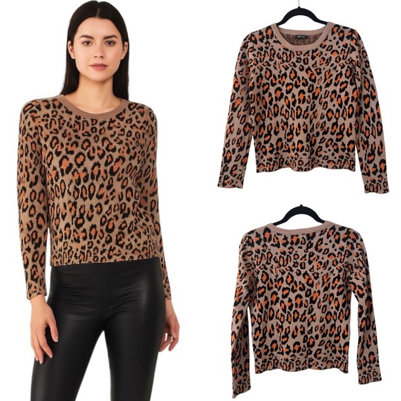 Sweaters - Leopard Print Crewneck Sweater